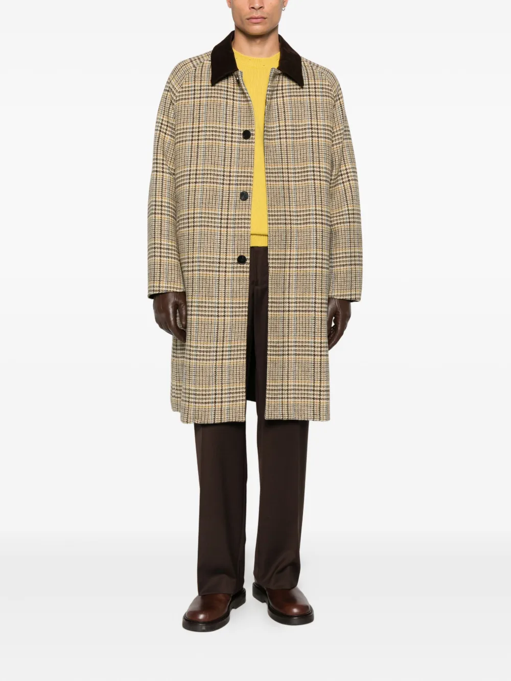 AMARANTO  checked collared coat | Single Breasted Coats | Image 2