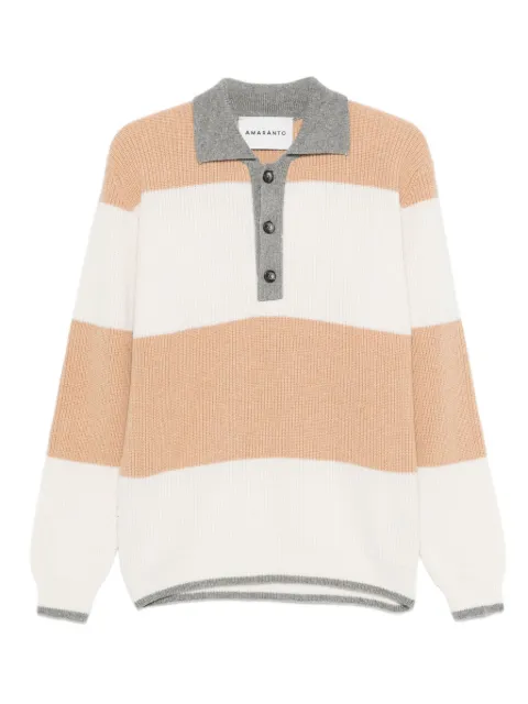 AMARANTO  stripe pattern polo shirt