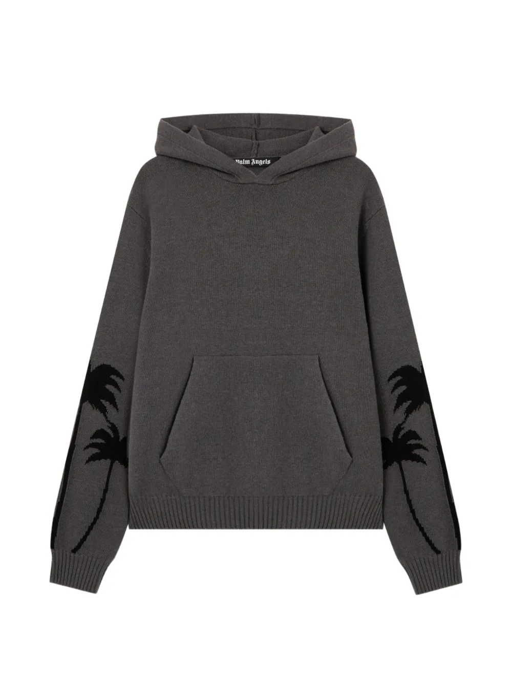 Palm Angels palm-print hooded jumper - Grey
