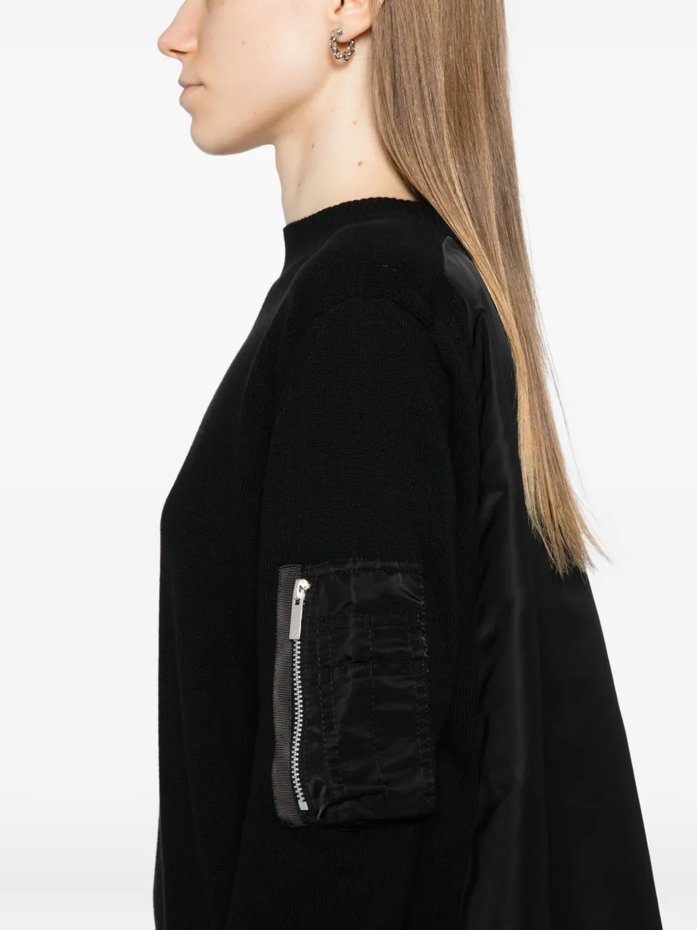 sacai Trui met nylon patch Zwart