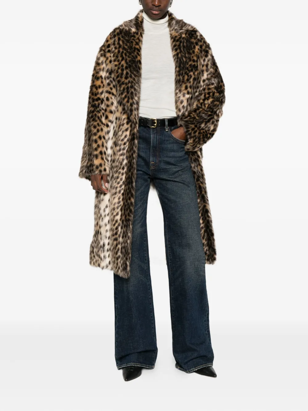 B&b Couture Faux Fur Coat In Neutral