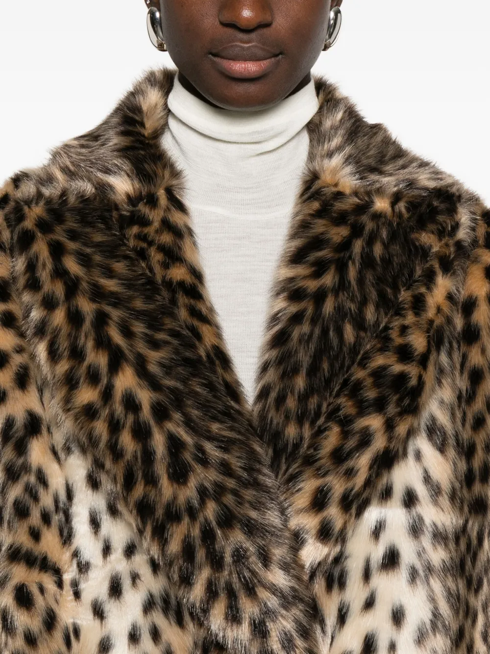 B&b Couture Faux Fur Coat In Neutral