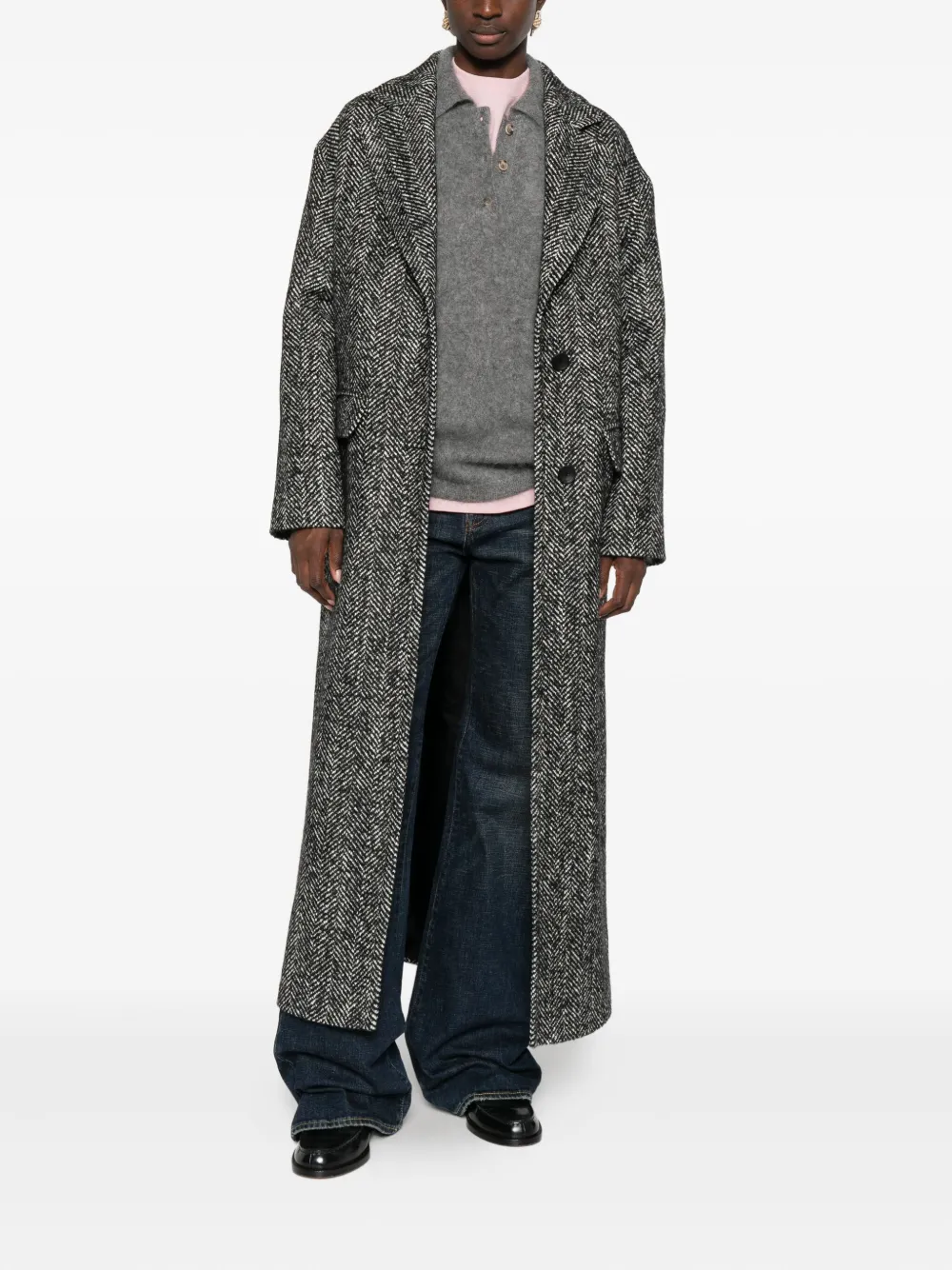 Tagliatore herringbone single-breasted coat | Single Breasted Coats | Image 2