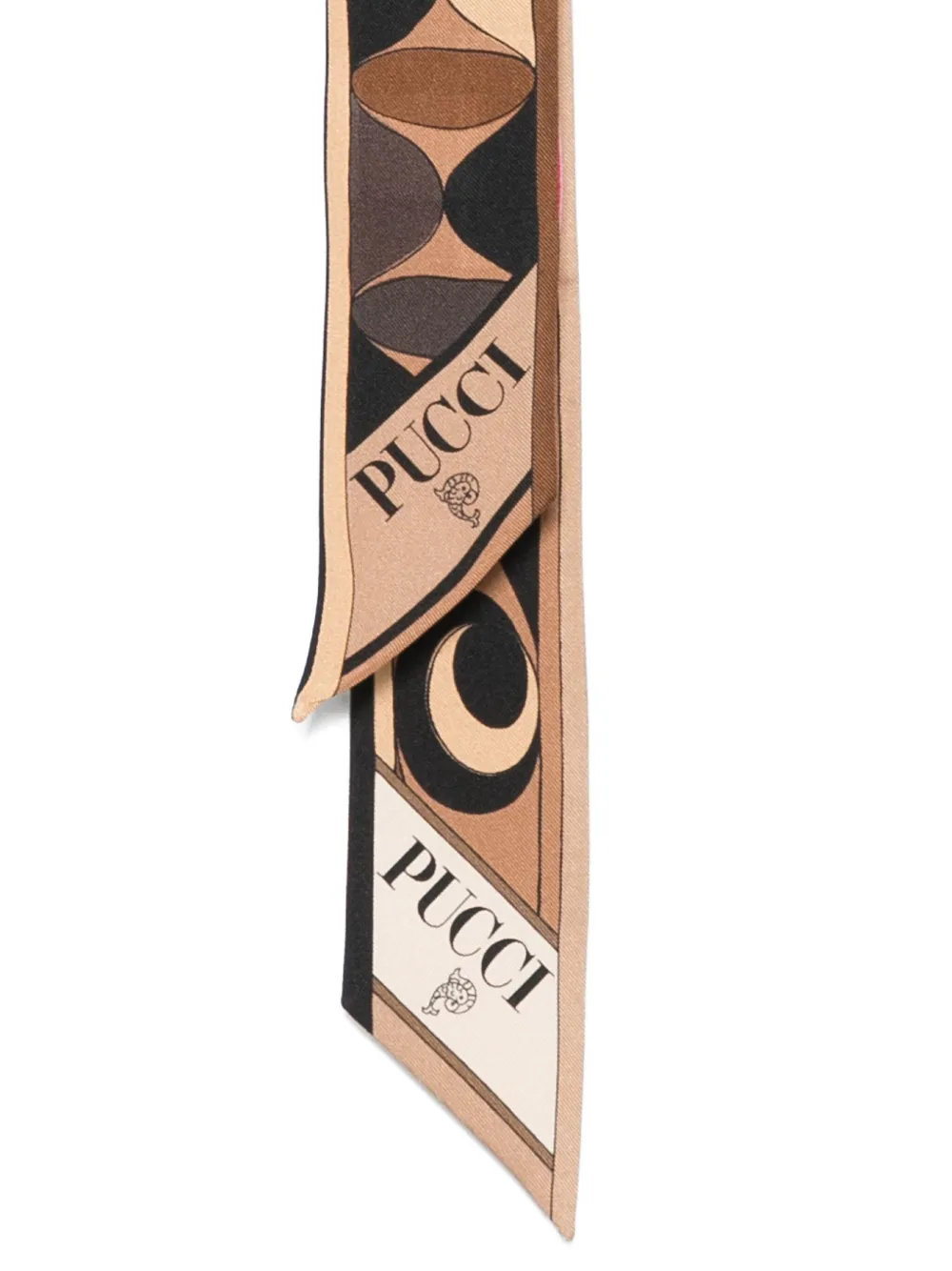 Pucci Geometric Design Lightweight Long Silk Scarf In Brown