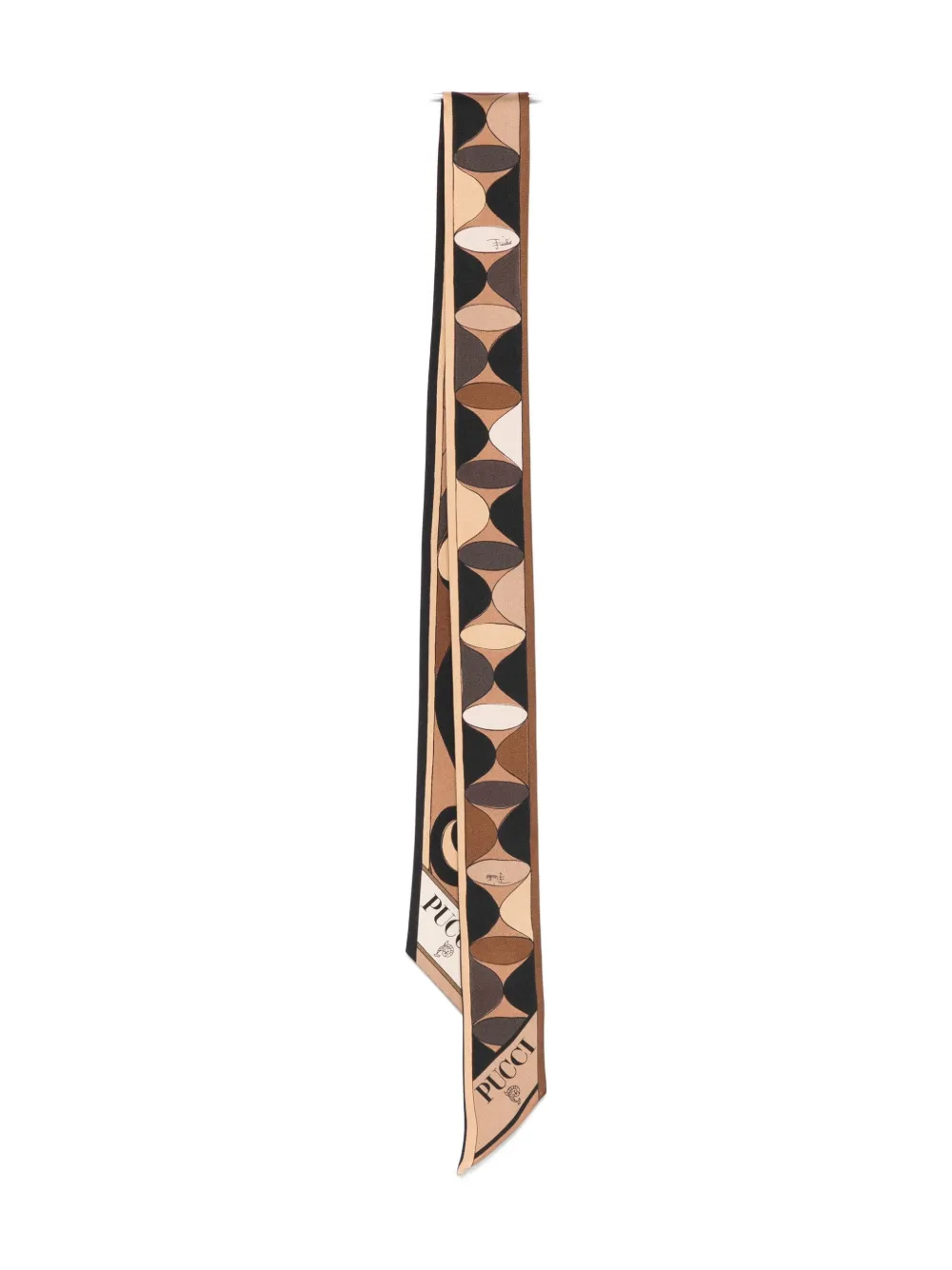 Pucci Manuba And Moirè-print Silk Scarf In Neutral