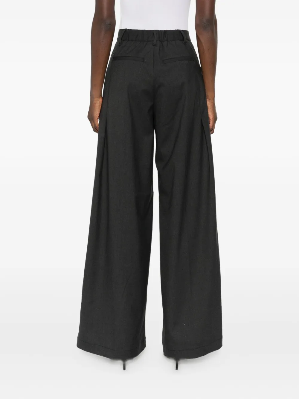 White Sand Silk Blend Flared Trousers In Black