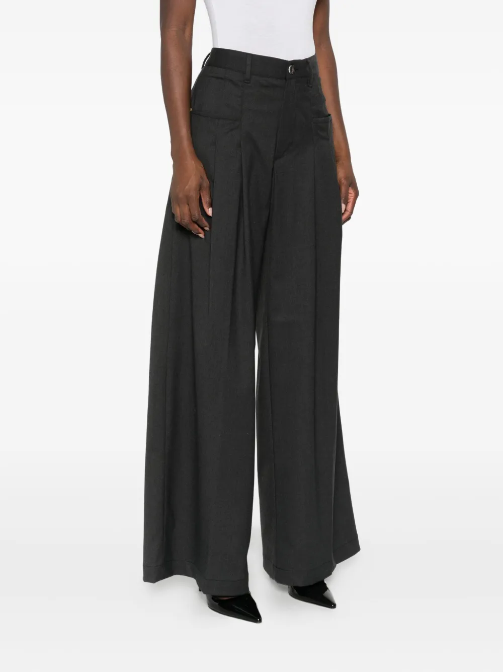 White Sand Flared broek van zijdemix Grijs