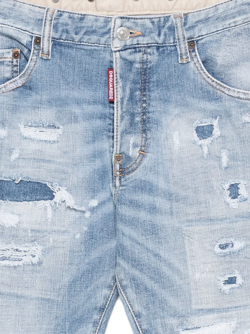 Dsquared2 Bettter X D2 Medium Mended Rips Wash Iced Mother Jeans In Blue
