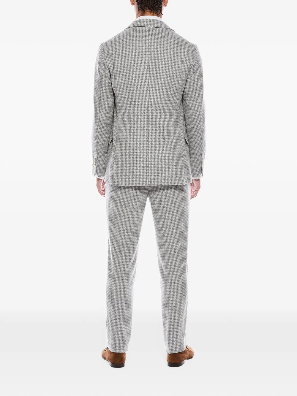 Brunello Cucinelli houndstooth-pattern single-breasted suit Grijs