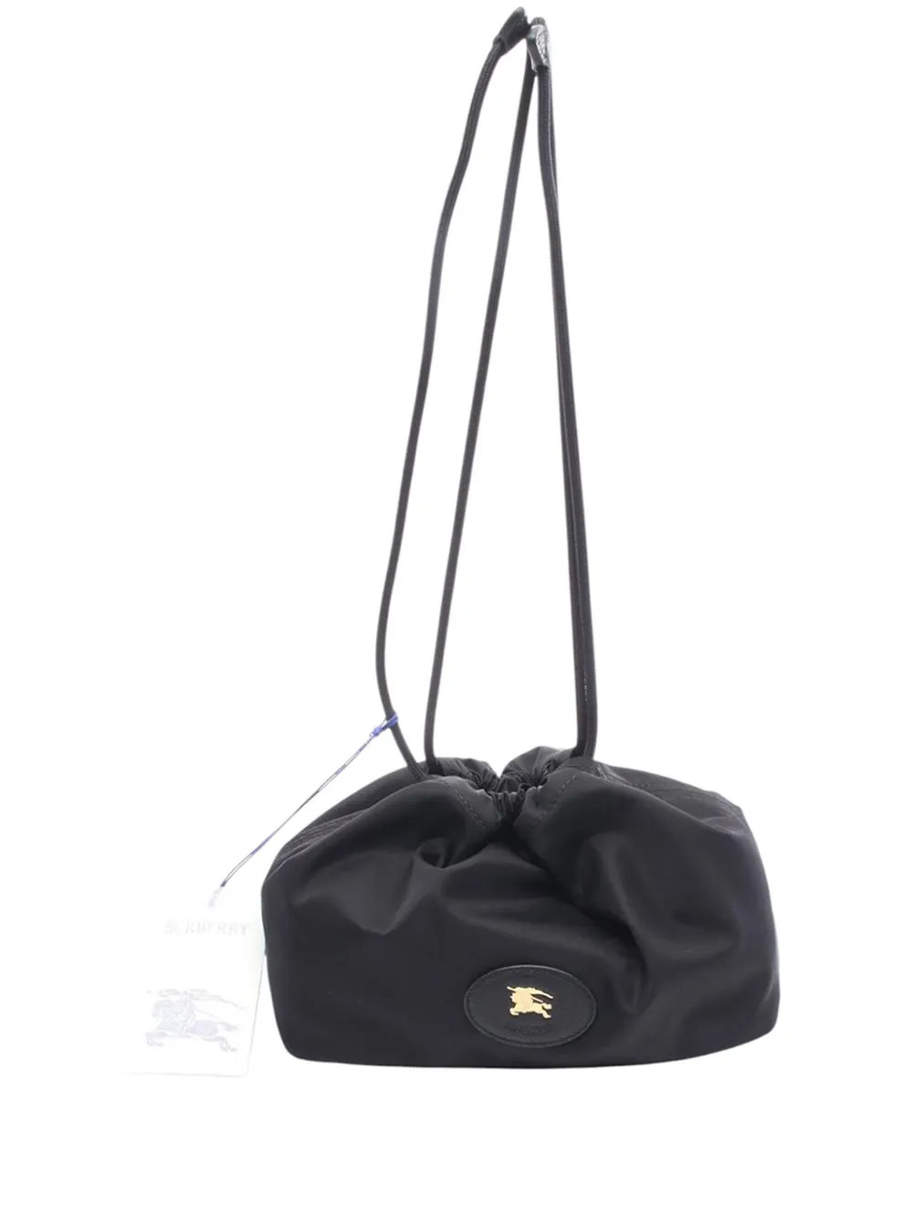 Pre-owned Burberry 2000-2017 Nylon And House Check Canvas Reversible Drawstring Pouch In Black