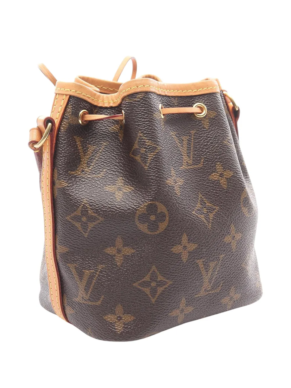 Pre-owned Louis Vuitton 2017 Monogram Nano Noe Bucket Bag In Brown