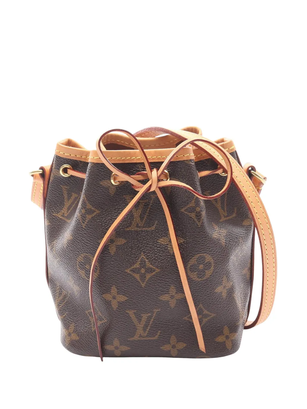 Pre-owned Louis Vuitton 2017 Monogram Nano Noe Bucket Bag In Brown