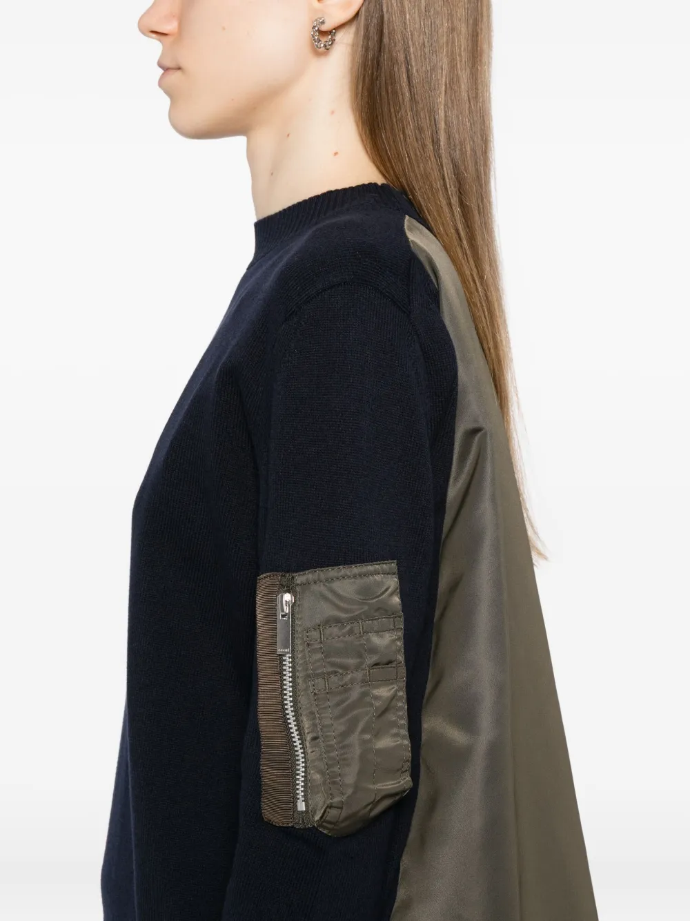 sacai Trui met nylon patch Blauw