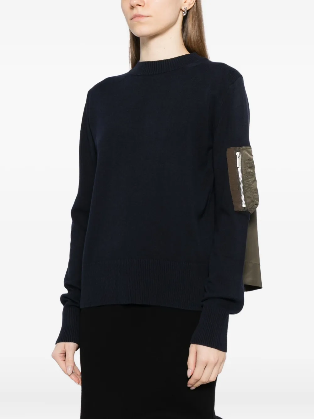 sacai Trui met nylon patch Blauw