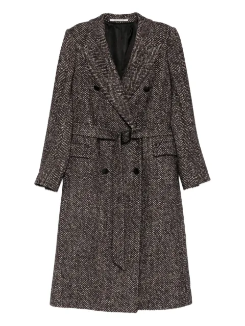 Tagliatore herringbone belted double-breasted coat