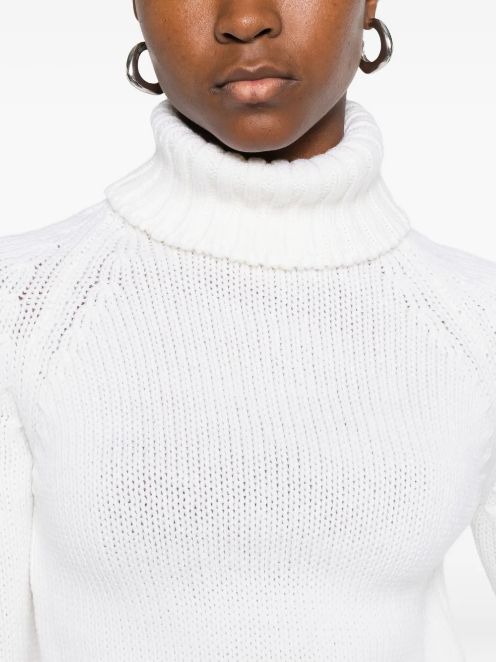 Base Wool Turtle-neck Jumper In White