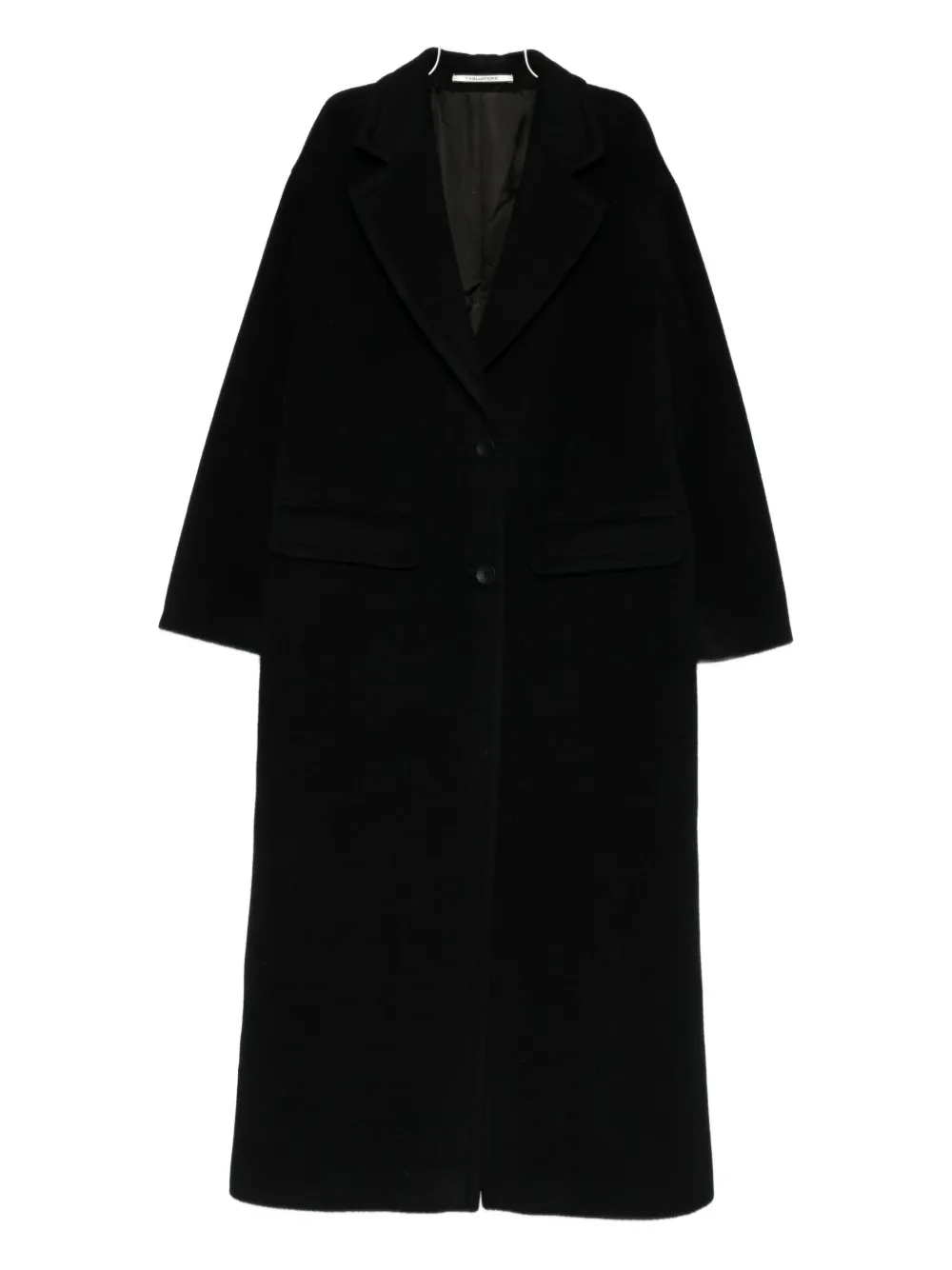 Tagliatore Wool Coat With Notched Lapel And Pockets In Black