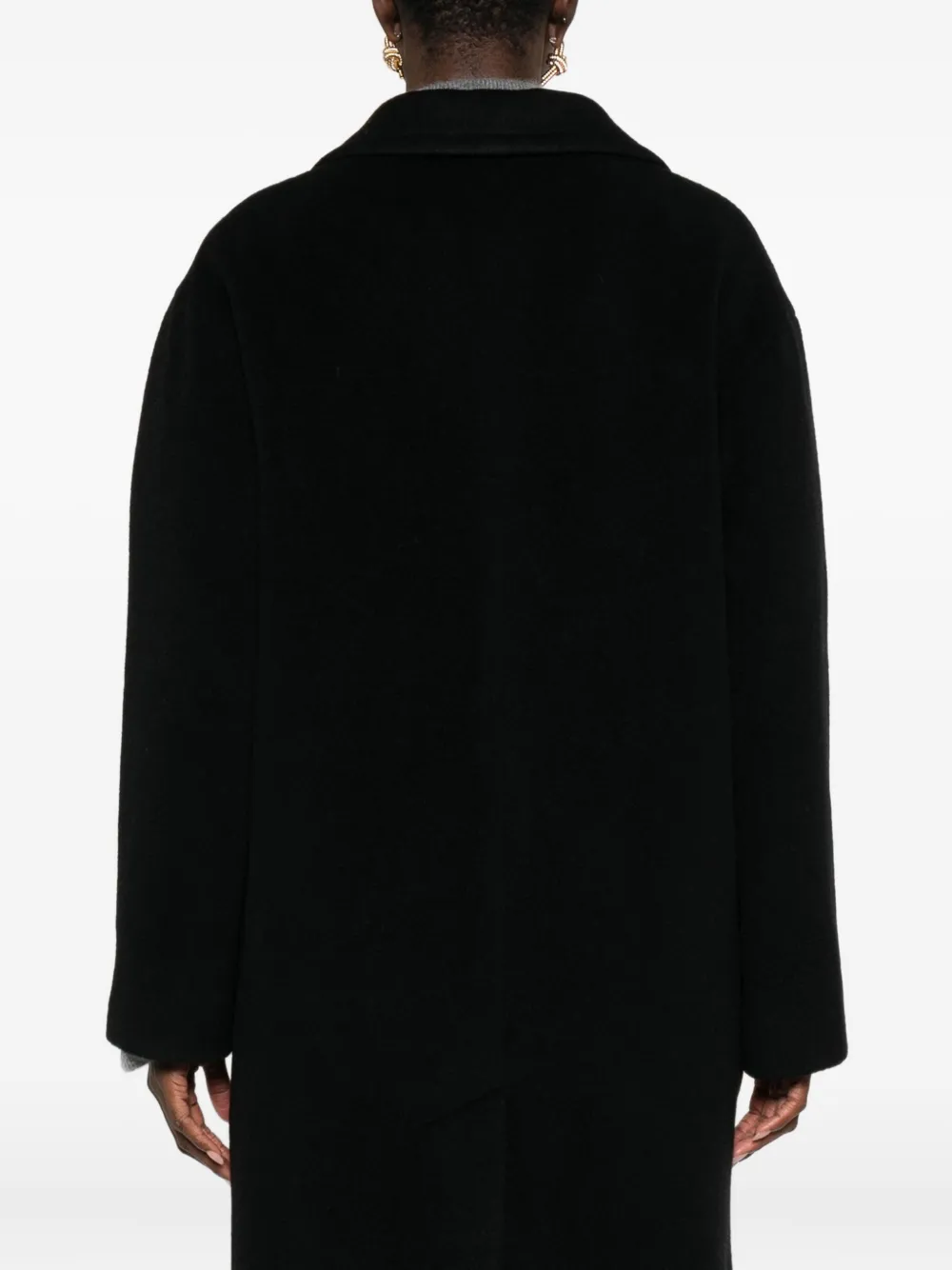 Tagliatore Wool Coat With Notched Lapel And Pockets In Black