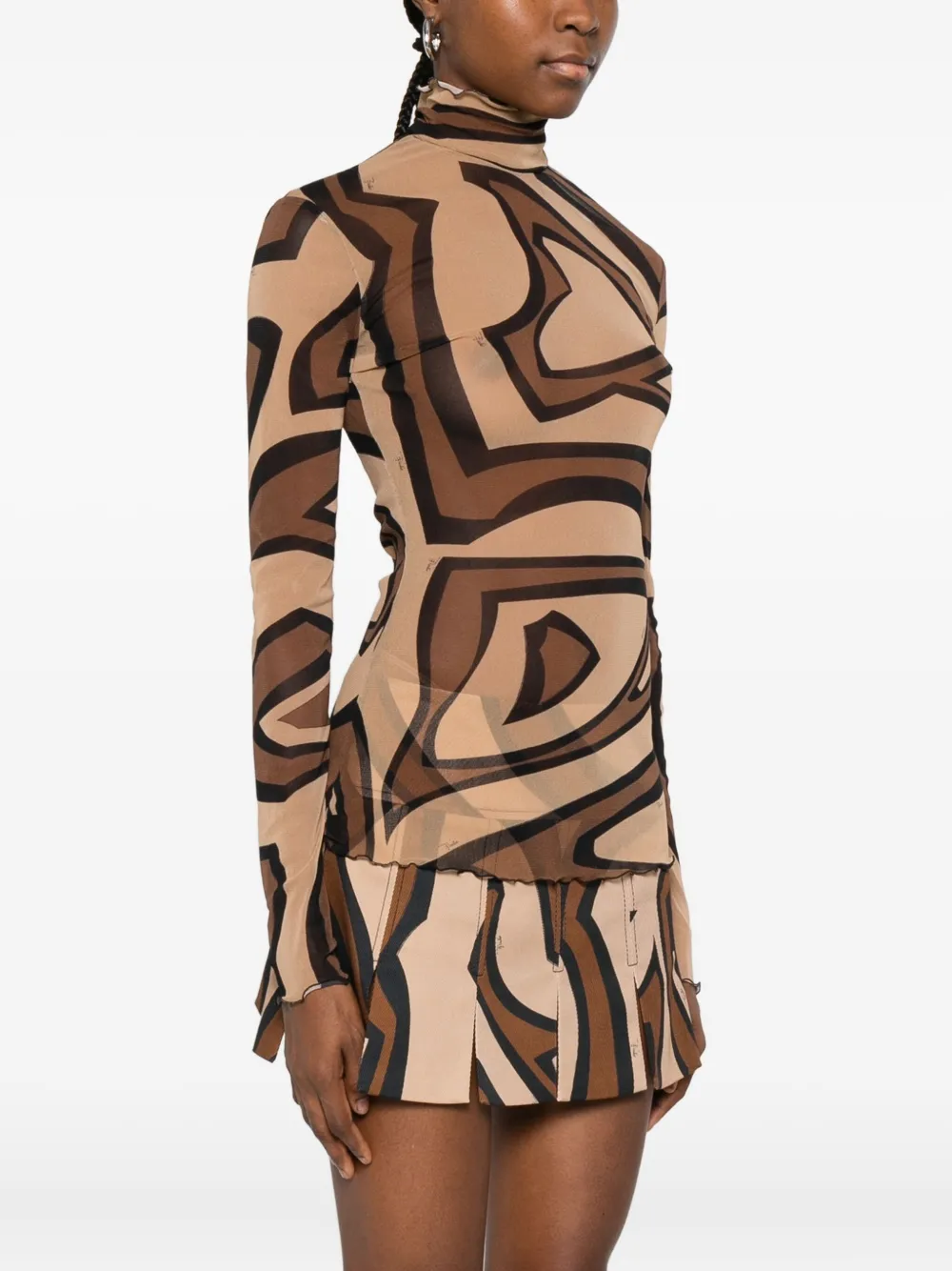 Pucci Labirinto-print Tulle Top In Multi