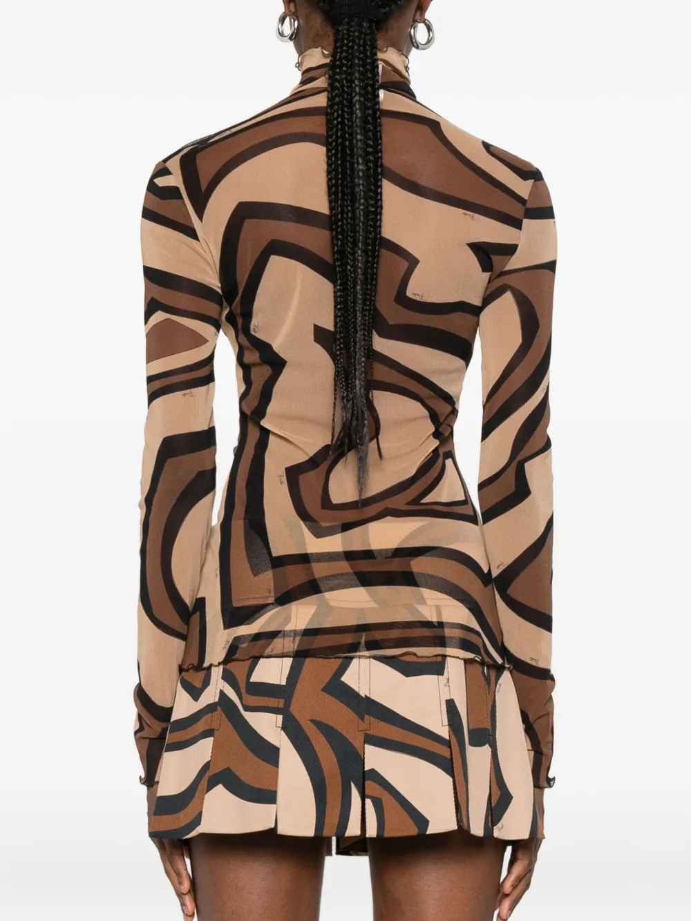Pucci Labirinto-print Tulle Top In Multi