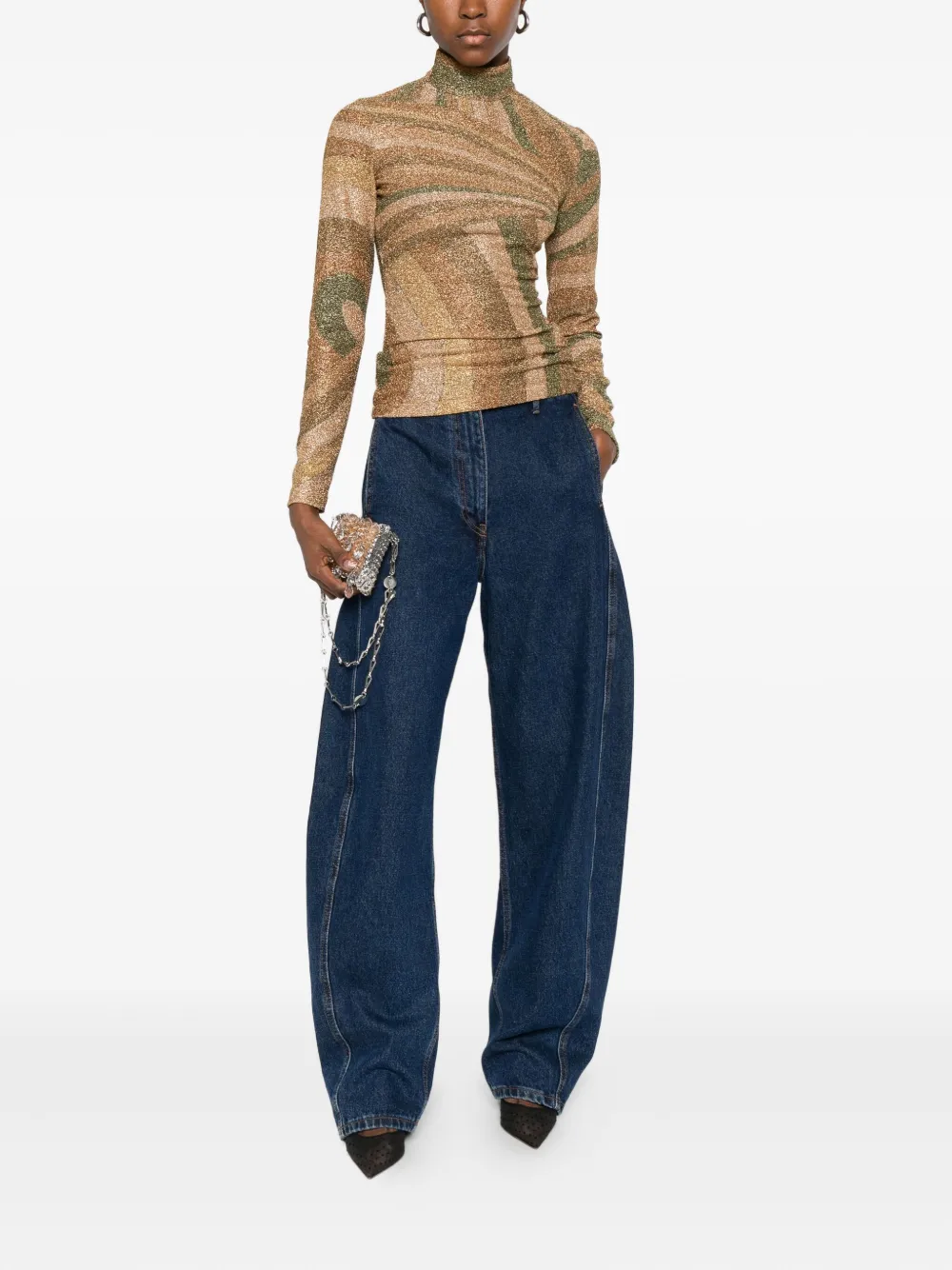 PUCCI Iride-print lamé jersey top - Bruin
