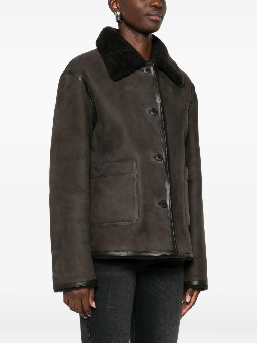 Closed Single-breasted Long Sleeve Casual Jacket In Brown