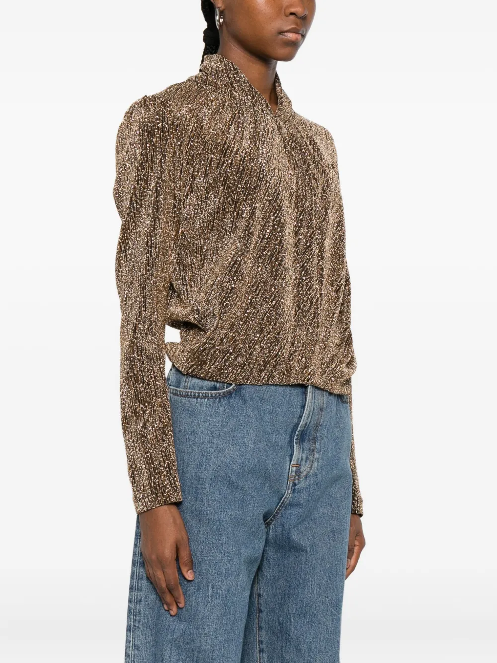 Iro Metallic Top In Brown