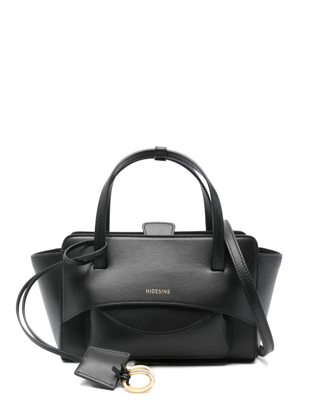 Hidesins Small Leather Tote Bag With Shoulder Strap In Black