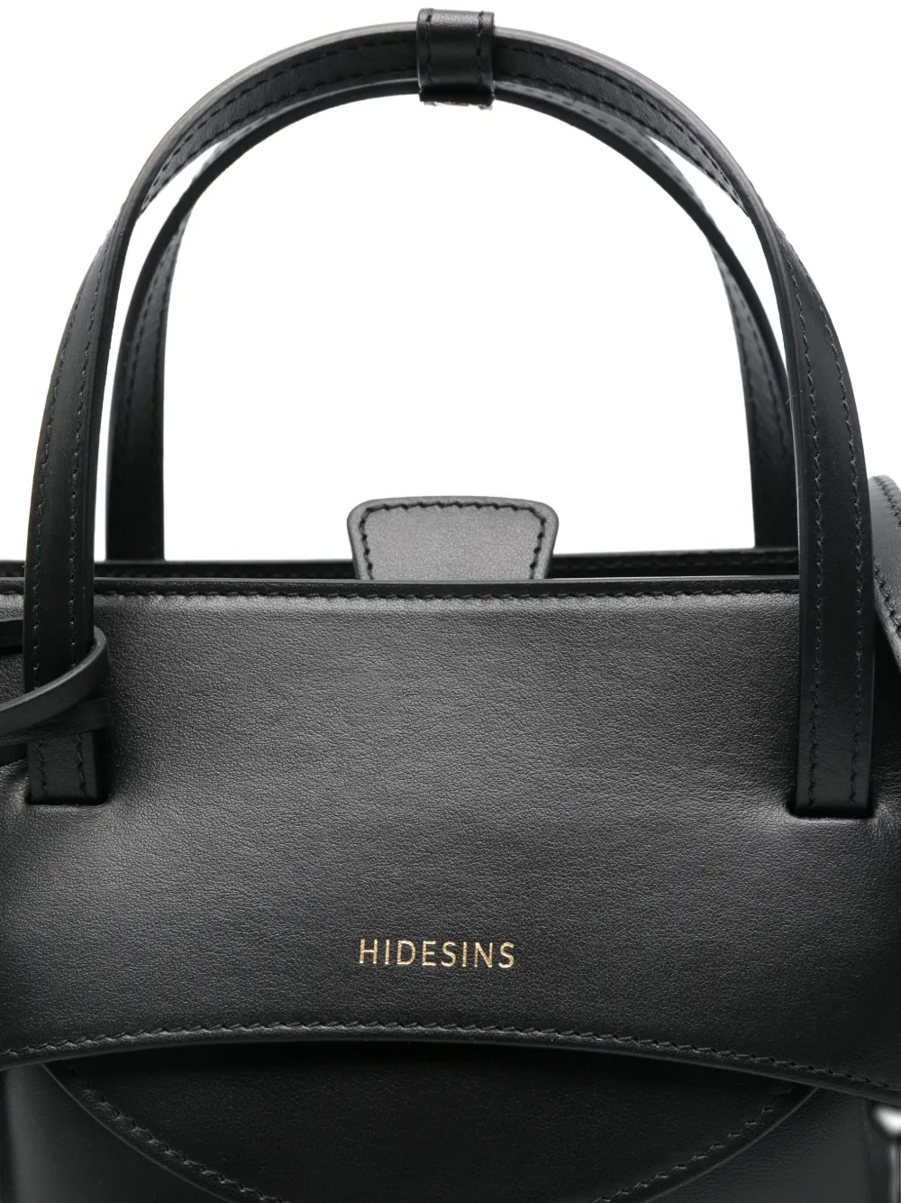 Hidesins Small Leather Tote Bag With Shoulder Strap In Black