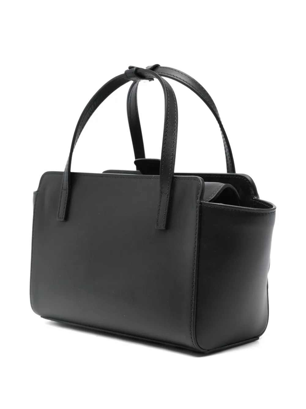 Hidesins Small Leather Tote Bag With Shoulder Strap In Black