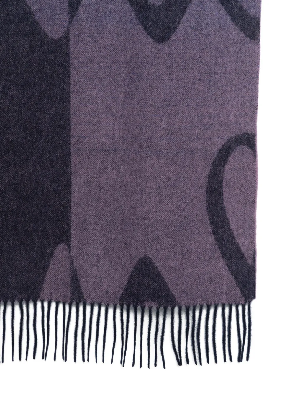 Paul Smith Abstract Pattern Color Block Fringed Scarf In Blue