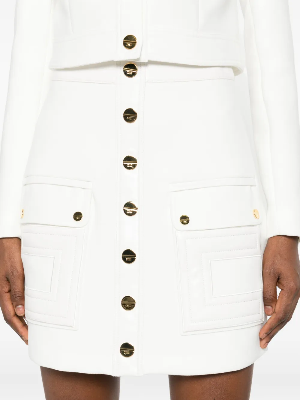 Elisabetta Franchi Flap-pocket Mini Skirt In White