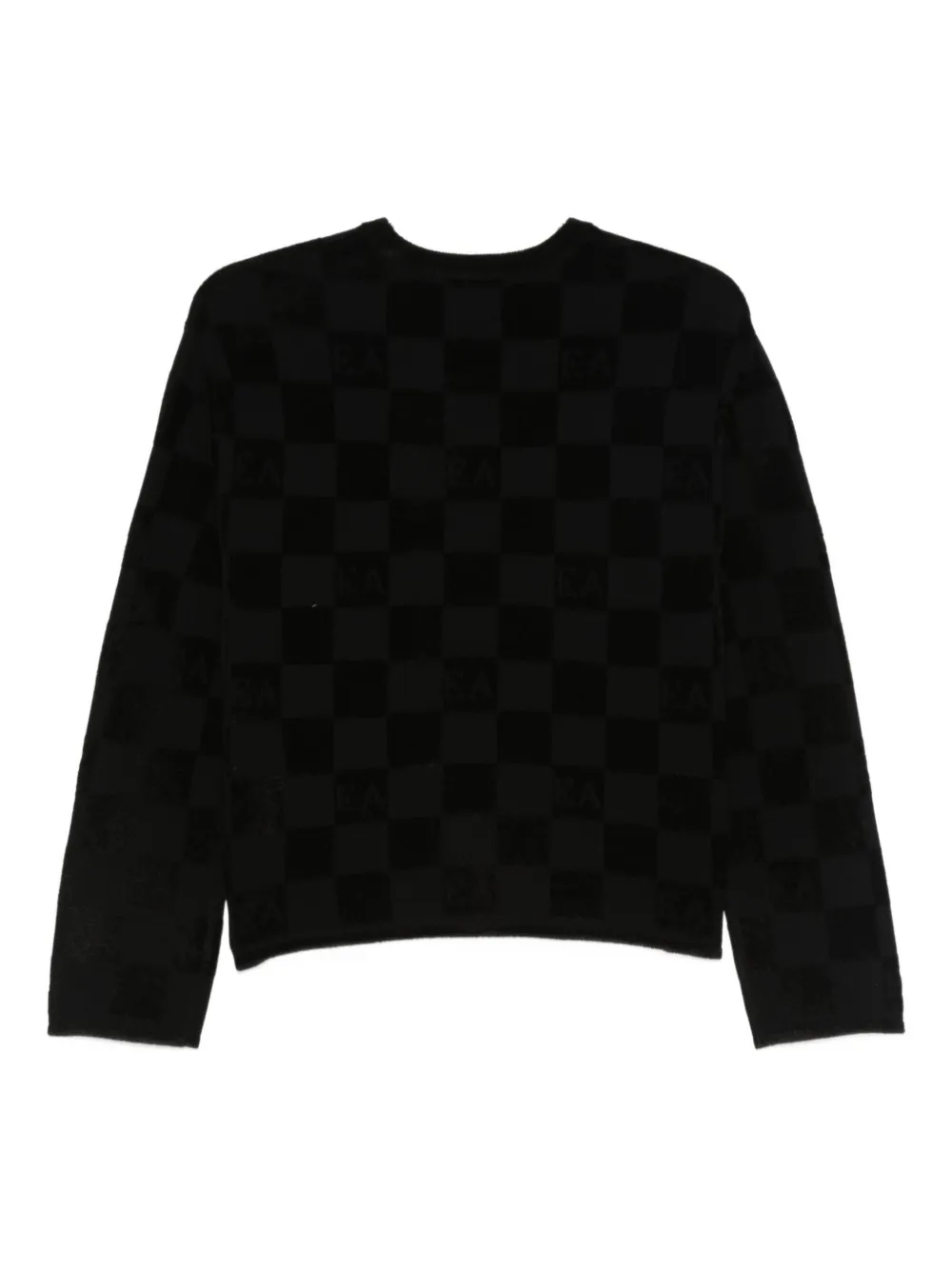 Emporio Armani Check Crewneck Sweater In Brown
