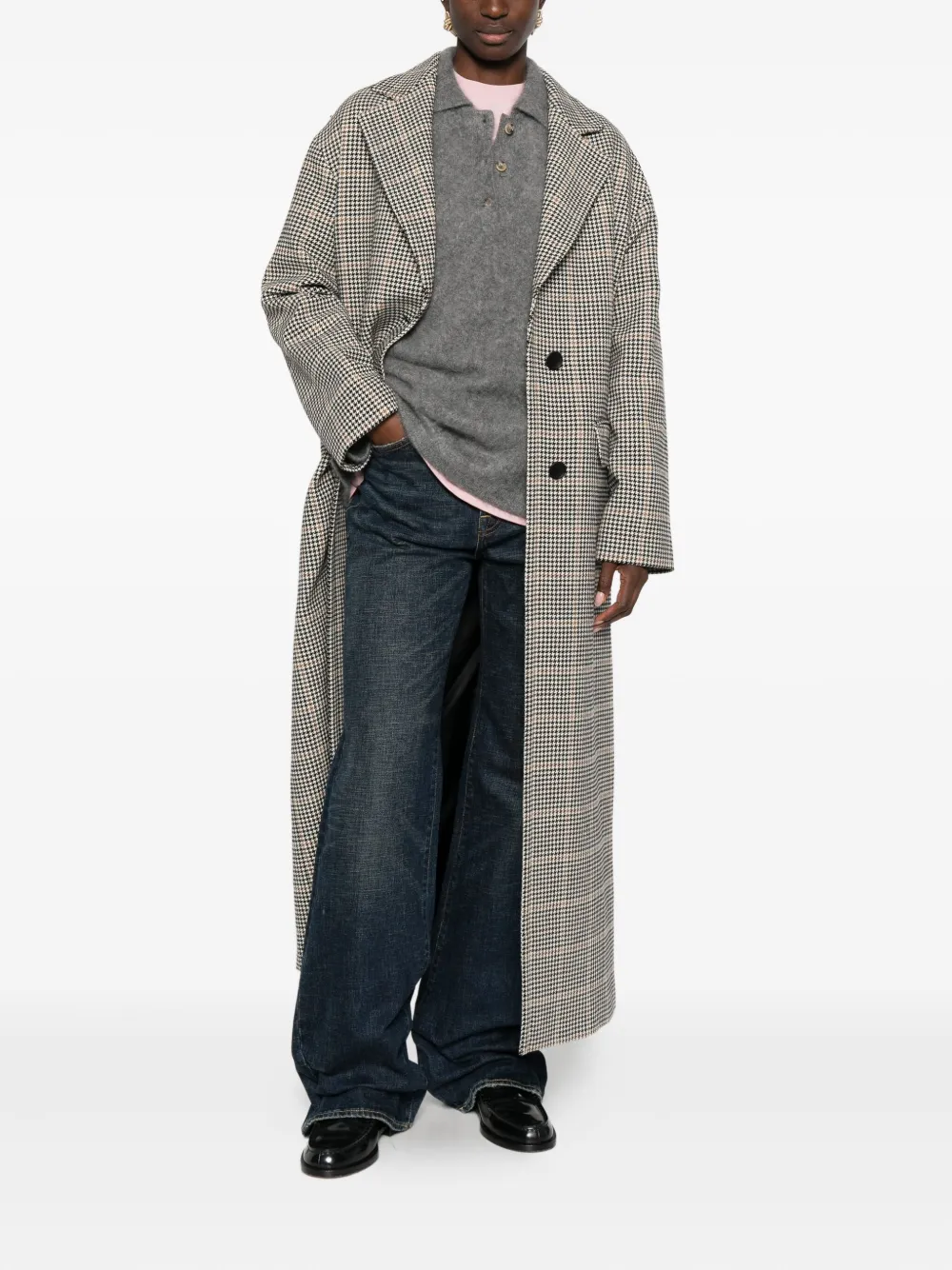 Tagliatore Houndstooth Pattern Wool Coat Pockets In Multi