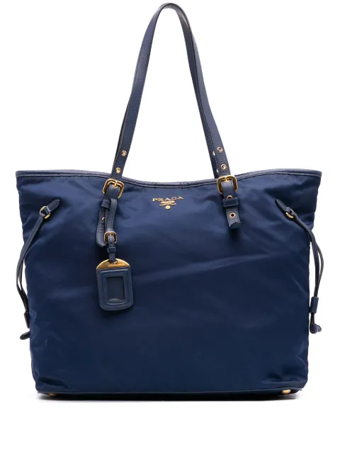 Prada Pre-Owned bolso shopper Tessuto con ribete de piel Saffiano 2000-2025