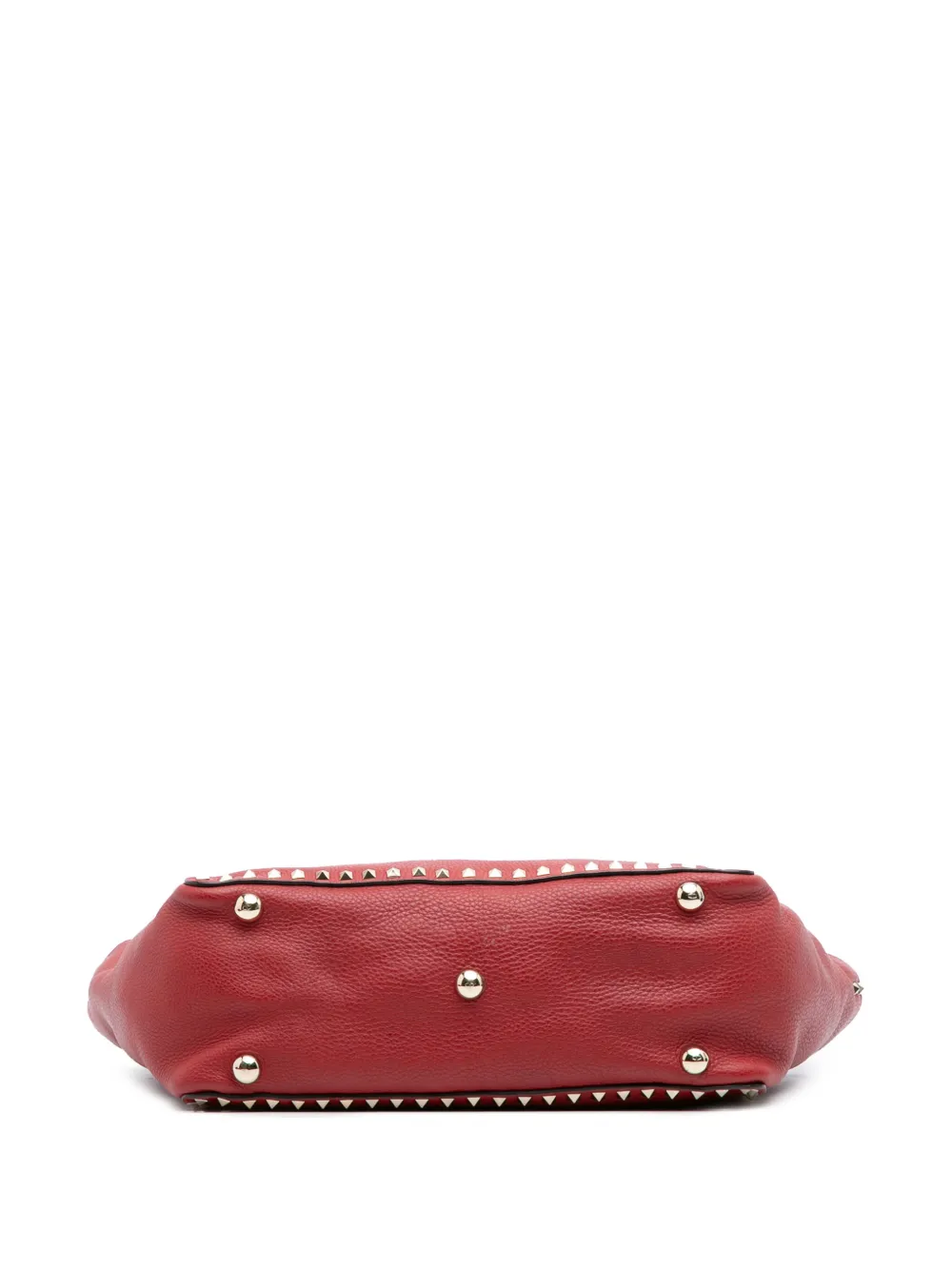 Pre-owned Valentino Garavani 2000-2017 Medium Leather Rockstud Trapeze Satchel In Red