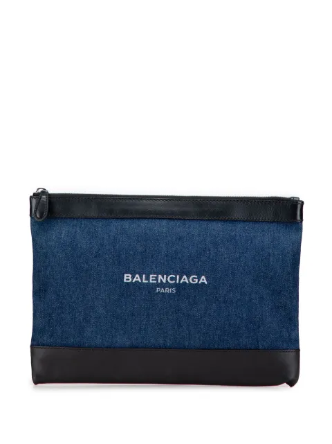 Balenciaga Pre-Owned 2016 Denim Navy Clip M clutch bag