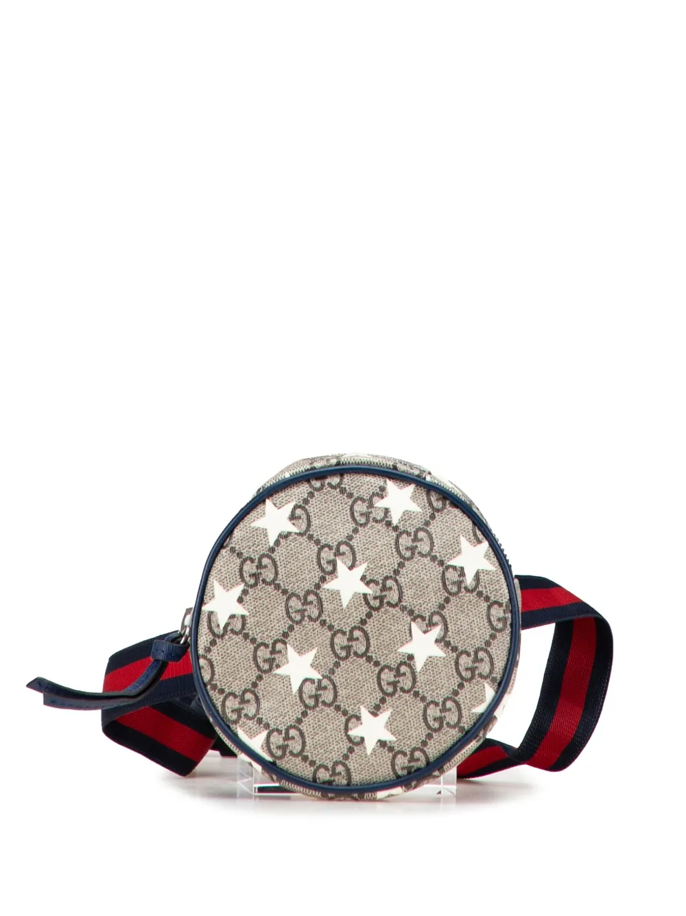 Pre-owned Gucci 2016-2025 Kids Gg Supreme Stars Web Belt Bag In Brown