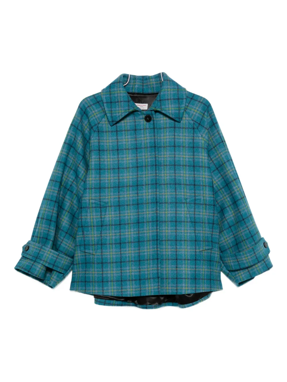 Alberto Biani Checked Button-up Coat In Blue