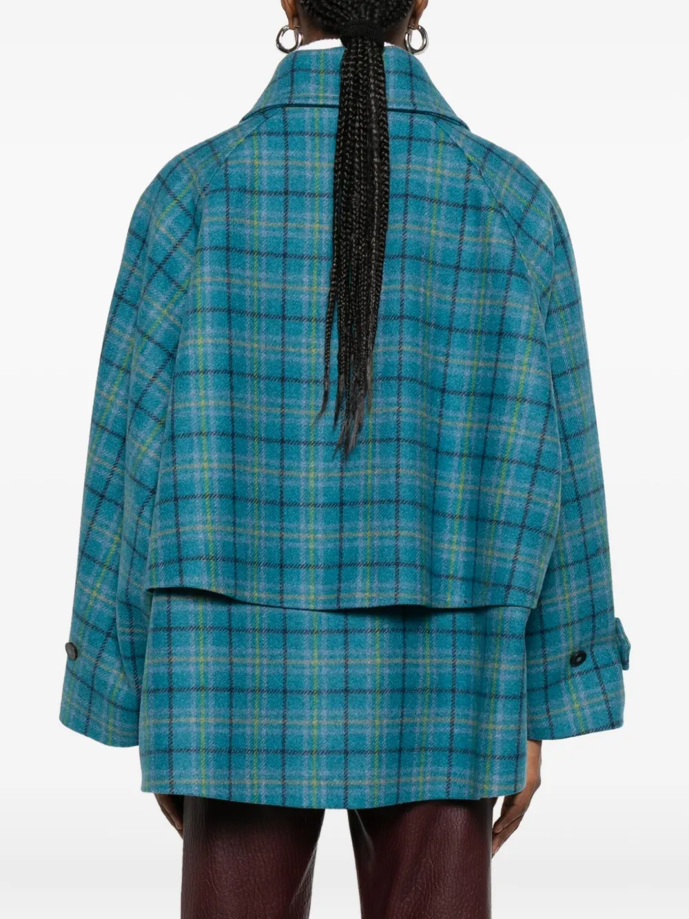 Alberto Biani Checked Button-up Coat In Blue