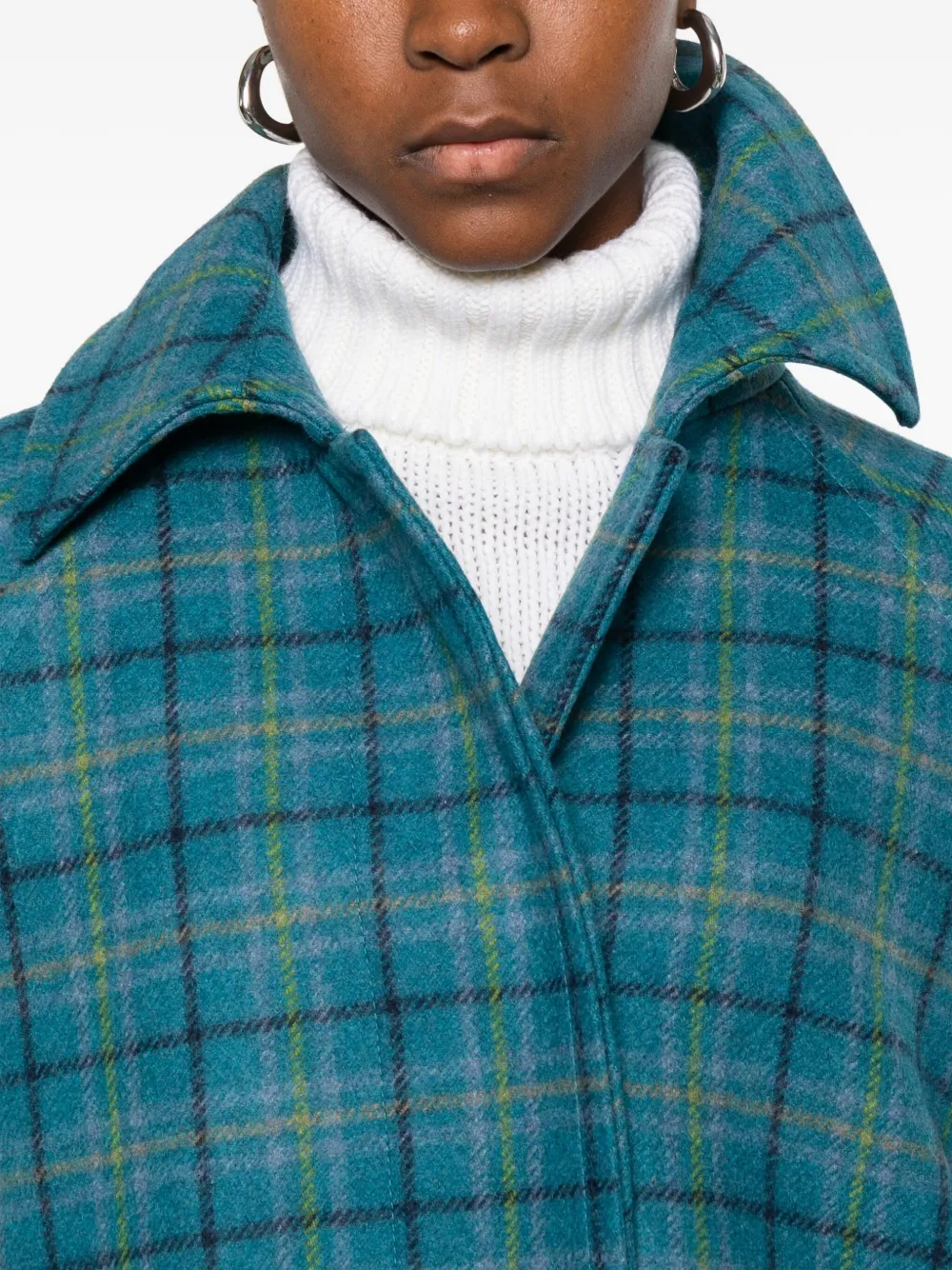Alberto Biani Checked Button-up Coat In Blue