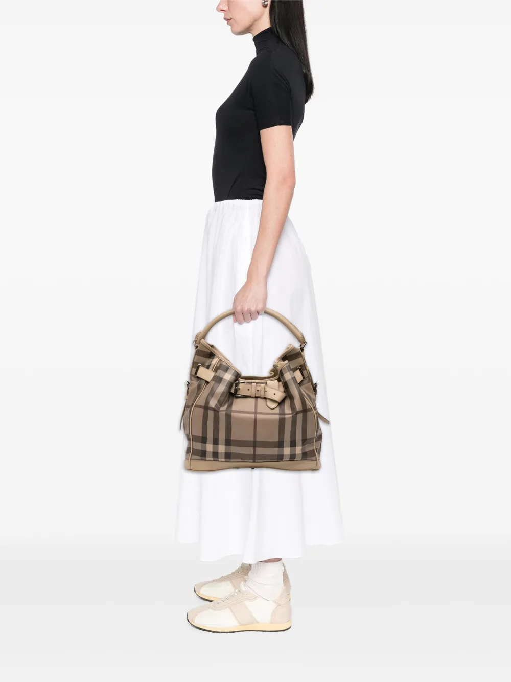 Burberry Pre-Owned sac porté épaule Walden Belted Hobo médium en toile à motif Smoke Check (2000-2017) | Pre-owned | Image 2