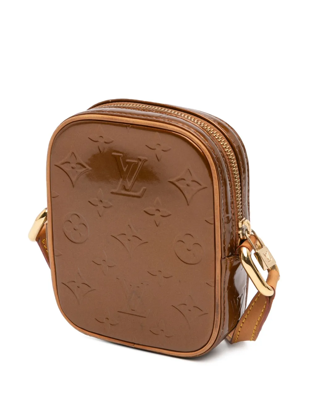 Pre-owned Louis Vuitton 2000 Monogram Vernis Christie Pm Crossbody Bag In Brown