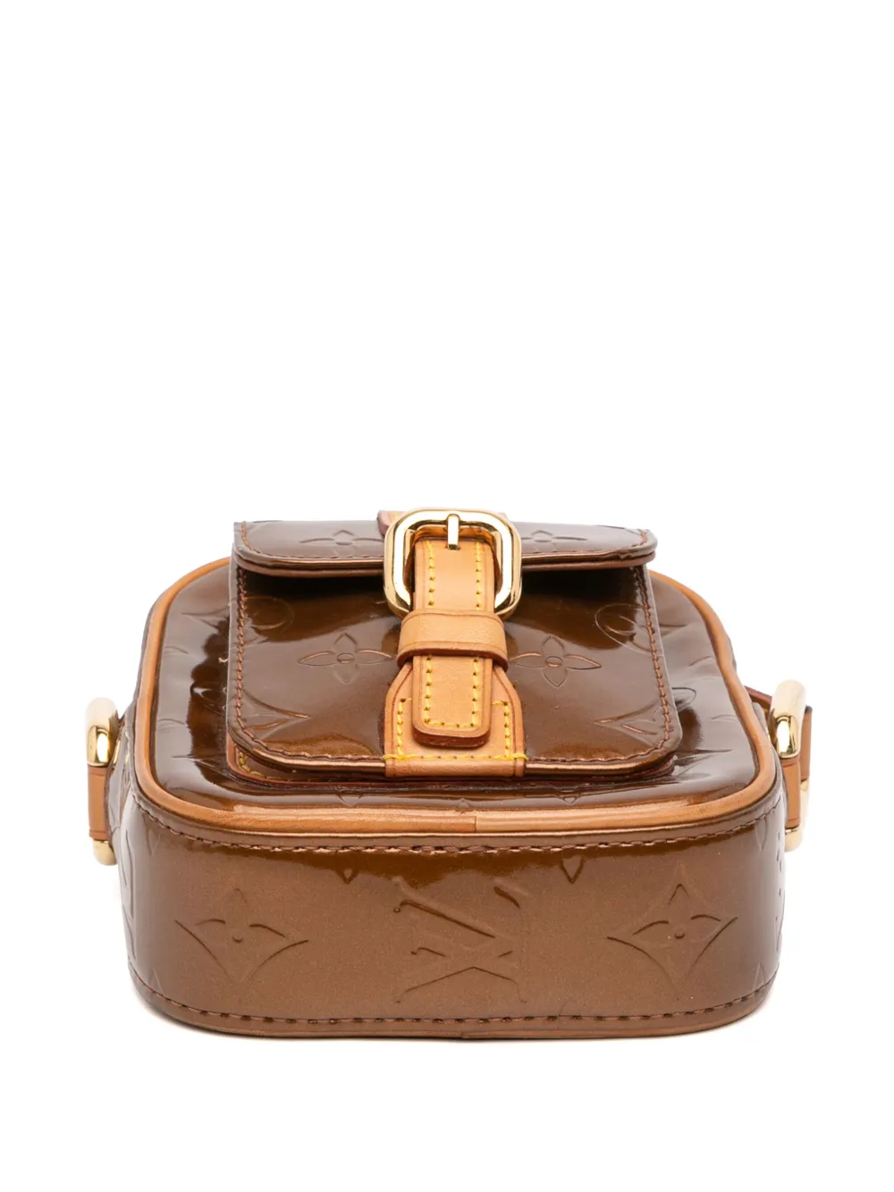 Pre-owned Louis Vuitton 2000 Monogram Vernis Christie Pm Crossbody Bag In Brown