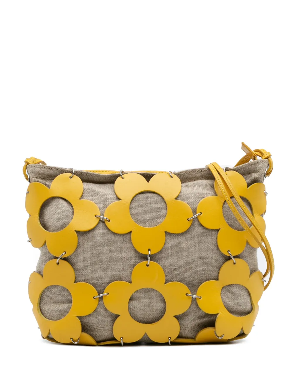 Celine Pre-Owned 2000 キャンバス&レザー カットアウト フラワー ショルダーバッグ - ブラウン Celine Pre-Owned 2000 キャンバス&レザー カットアウト フラワー ショルダーバッグ - ブラウン