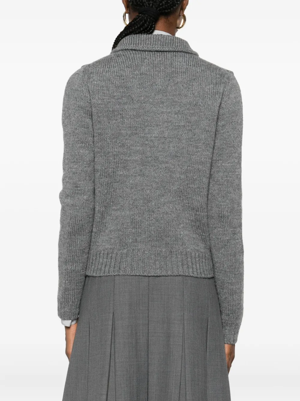 Shushu-tong Floral-appliqué Cardigan In Gray