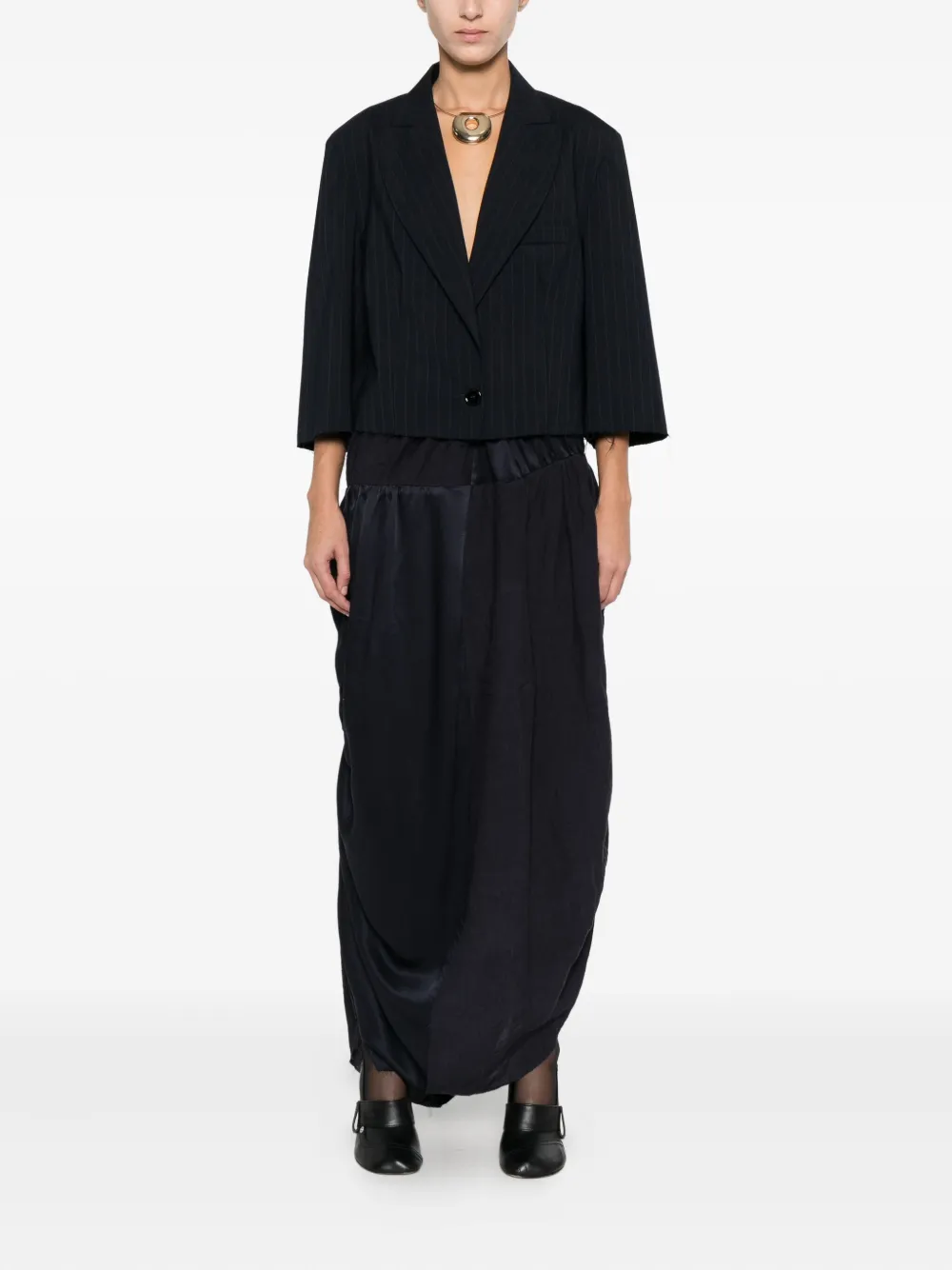 Ziggy Chen ruched midi skirt - Blauw