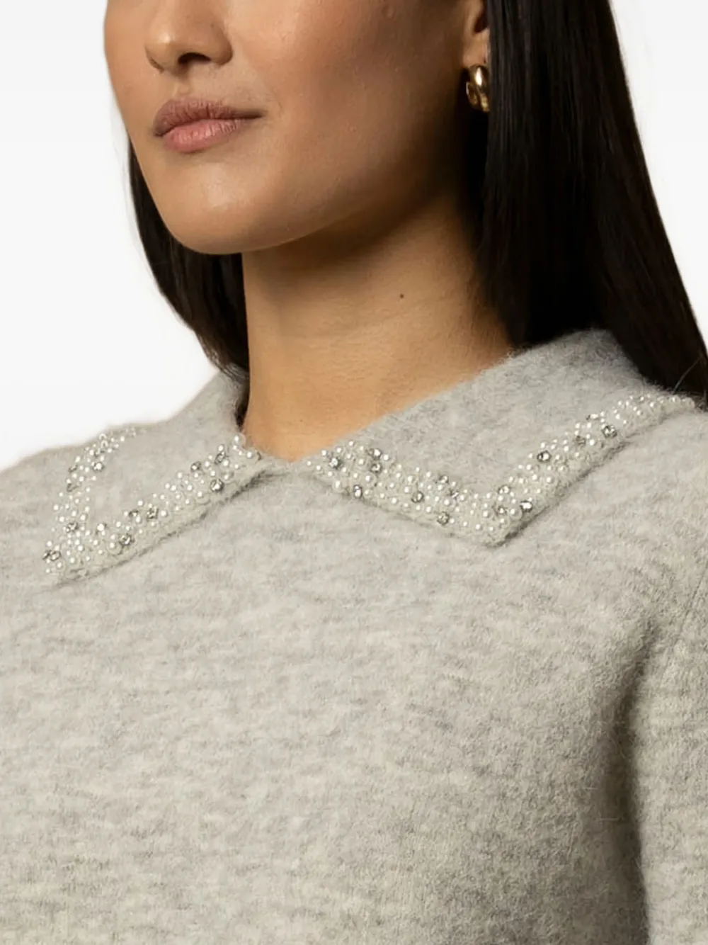 Aralda Beaded-Collar Sweater