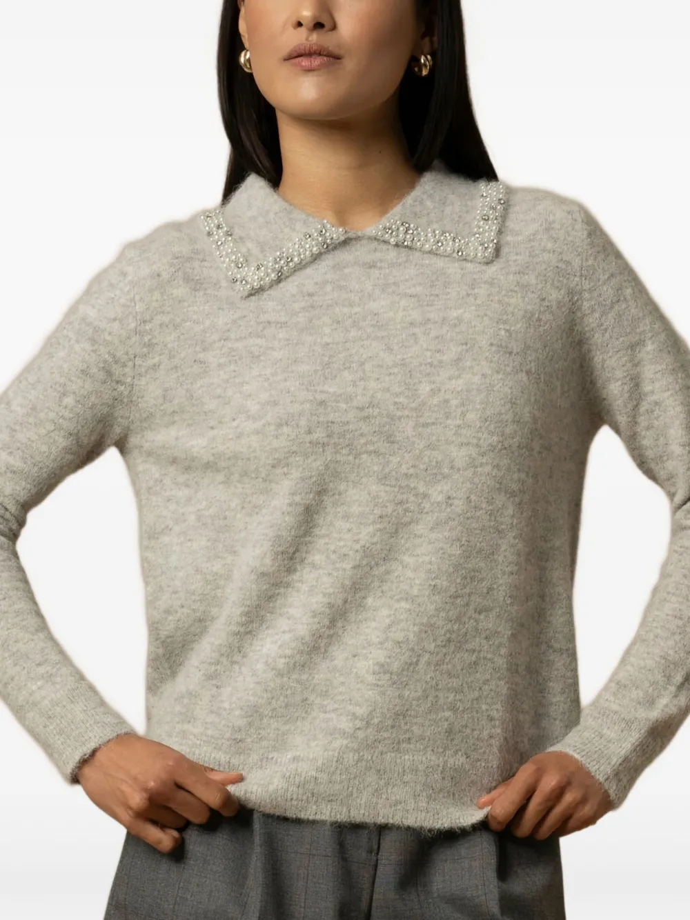 Aralda Beaded-Collar Sweater