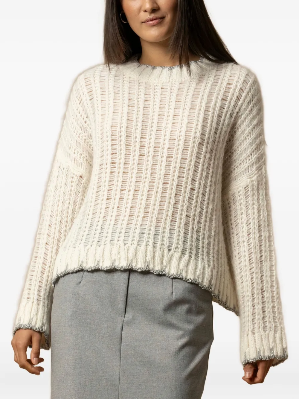 Kocca Jonan Openwork Sweater In Neutral